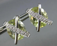11.45CT DIAMOND & AAA GREEN AMETHYST 14K WHITE GOLD OVAL & ROUND X STUD EARRINGS