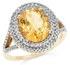 LARGE 3.20CT DIAMOND & AAA CITRINE 14KT YELLOW GOLD OVAL & ROUND HALO FUN RING