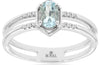 .46CT DIAMOND & AAA AQUAMARINE OVAL & ROUND 14K WHITE GOLD DOUBLE BAND LOVE RING