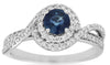 ESTATE 1.14CT DIAMOND & AAA SAPPHIRE 14KT WHITE GOLD DOUBLE HALO ENGAGEMENT RING