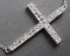 ESTATE .25CT DIAMOND 14KT WHITE GOLD 3D CLASSIC SIDEWAYS CROSS FILIGREE NECKLACE