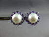 ESTATE LARGE 1.81CT AAA AMETHYST & PINK SOUTH SEA PEARL 14KT WHITE GOLD STUD EARRINGS
