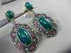ANTIQUE LARGE 3.19CT DIAMOND & MULTI GEM 14K YELLOW BLACK GOLD FILIGREE EARRINGS
