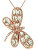 ESTATE 2.70CT DIAMOND & AAA MORGANITE 14KT ROSE GOLD 3D BUTTERFLY LOVE PENDANT