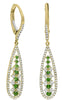 .66CT DIAMOND & AAA EMERALD 14KT YELLOW GOLD ELONGATED FLORAL LEVERBACK EARRINGS