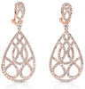 LARGE 2.93CT DIAMOND 14KT ROSE GOLD TEAR DROP FILIGREE CLIP ON HANGING EARRINGS