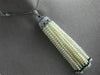 LONG 2.25CT DIAMOND AAA SAPPHIRE & SOUTH SEA PEARL 18K WHITE GOLD TASSEL PENDANT