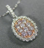 ESTATE .49CT WHITE & PINK DIAMOND 14KT WHITE & ROSE GOLD 3D CLUSTER OVAL PENDANT