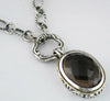 LARGE 13.2CT AAA SMOKEY TOPAZ 14KT YELLOW GOLD & 925 SILVER LARIAT LOVE NECKLACE