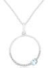.22CT DIAMOND & AAA AQUAMARINE 14KT WHITE GOLD 3D OVAL & ROUND FLOATING PENDANT