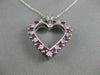 ESTATE .75CTW DIAMOND RUBY 14KT WHITE GOLD OPEN HEART PENDANT + CHAIN G VS #9994