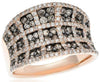 1.72CT WHITE & MOCHA DIAMOND 14K ROSE GOLD CLUSTER MULTI SQUARE ANNIVERSARY RING