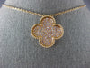 LARGE 1.04CT LIGHT PINK DIAMOND 18KT ROSE GOLD 3D 4 LEAF CLOVER LOVE NECKLACE