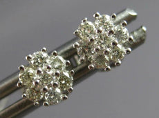 ESTATE SMALL .25CT DIAMOND 14KT WHITE GOLD 3D FLOWER SNOWFLAKE STUD EARRINGS
