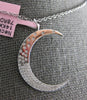 LARGE .23CT DIAMOND 14KT WHITE GOLD ETOILE MOON CRESCENT LOVE FLOATING PENDANT