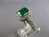 LARGE 2.22CT DIAMOND & AAA EMERALD 14KT WHITE GOLD SQUARE ENGAGEMENT RING #28083