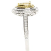 WIDE 1.54CT WHITE & FANCY YELLOW DIAMOND 18K TWO TONE GOLD PEAR ENGAGEMENT RING