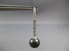 LARGE .36CT DIAMOND & AAA TAHITIAN PEARL 14KT WHITE GOLD BEZEL HANGING EARRINGS