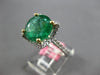 4.49CT DIAMOND & AAA EMERALD 18KT 2 TONE GOLD CLASSIC ROUND HALO ENGAGEMENT RING