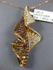 ESTATE LARGE 1.95CT WHITE & ORANGE DIAMOND 18KT ROSE GOLD 3D LEAF FUN PENDANT