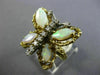 ANTIQUE LARGE 2.30CT DIAMOND & OPAL 14K TWO TONE GOLD HANDCRAFTED BUTTERFLY RING