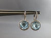 5.30CT DIAMOND & AAA BLUE TOPAZ 14KT WHITE GOLD HALO LEVERBACK HANGING EARRINGS