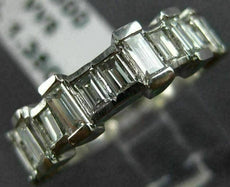ESTATE 1.35CT EMERALD DIAMOND 18KT WHITE GOLD 3D WEDDING ANNIVERSARY RING 11380