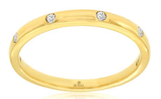 ESTATE .06CT DIAMOND 14KT YELLOW GOLD 3D ROUND ETOILE WEDDING ANNIVERSARY RING