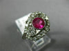 ANTIQUE WIDE 2.04CT DIAMOND & AAA RUBY PLATINUM 3D THREE STONE ANNIVERSARY RING