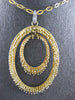 ESTATE LARGE .08CT DIAMOND 14KT YELLOW GOLD 3D DOUBLE OVAL SPIKY FUN PENDANT