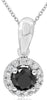 .44CT WHITE & BLACK DIAMOND 14K WHITE GOLD ROUND HALO SOLITAIRE FLOATING PENDANT