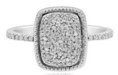 .25CT DIAMOND 14KT WHITE GOLD 3D CLUSTER TEAR DROP FILIGREE RECTANGULAR FUN RING