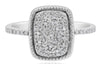 .25CT DIAMOND 14KT WHITE GOLD 3D CLUSTER TEAR DROP FILIGREE RECTANGULAR FUN RING