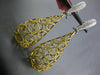 5.55CT WHITE & CANARY DIAMOND 18K 2 TONE GOLD TEARDROP FILIGREE HANGING EARRINGS