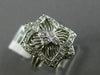 ESTATE WIDE .30CT ROUND DIAMOND 14K WHITE GOLD 3D PAVE ETOILE SQUARE FLOWER RING