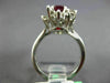 ANTIQUE LARGE 2.30CT DIAMOND & AAA RUBY 18KT WHITE GOLD 3D OVAL FLOWER FUN RING