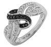 ESTATE .33CT WHITE & BLACK DIAMOND 14K WHITE GOLD INFINITY CRISS CROSS LOVE RING