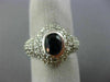 ESTATE WIDE 2.50CT DIAMOND & SAPPHIRE 14KT WHITE GOLD BEZEL HALO ENGAGEMENT RING