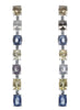 29.0CT DIAMOND & AAA MULTI COLOR SAPPHIRE 18K WHITE GOLD 3D FUN HANGING EARRINGS