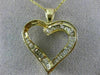 ESTATE .85CT BAGUETTE DIAMOND 14K YELLOW GOLD CLASSIC OPEN HEART PENDANT #19268