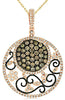 LARGE 1.4CT WHITE & MOCHA DIAMOND 14K ROSE GOLD CIRCULAR FILIGREE FLOWER PENDANT