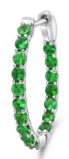 1.25CT AAA TSAVORITE 14KT WHITE GOLD 3D INSIDE OUT LUCIDA HOOP HANGING EARRINGS