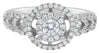 ESTATE .50CT DIAMOND 18K WHITE GOLD SOLITAIRE DOUBLE HALO FLORAL ENGAGEMENT RING