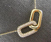 ESTATE .26CT DIAMOND 14KT YELLOW GOLD RECTANGULAR LOVE KNOT V SHAPE FUN NECKLACE