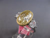 EXTRA LARGE 4.55CT WHITE & FANCY YELLOW DIAMOND 18K 2 TONE GOLD ENGAGEMENT RING