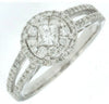 ESTATE .78CT DIAMOND 14KT WHITE GOLD 3D ROUND & PRINCESS CLASSIC FLOWER FUN RING