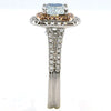 LARGE 2.20CT WHITE PINK & NATURAL BLUE DIAMOND 18KT WHITE & ROSE GOLD HALO RING