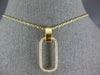 ESTATE LARGE .29CT DIAMOND 18KT YELLOW GOLD CLASSIC OPEN OVAL FUN PENDANT