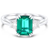 ESTATE LARGE 2.27CT DIAMOND & AAA EMERALD 18K WHITE GOLD SQUARE & TRAPEZOID RING