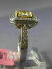 ESTATE LARGE GIA 2.79CT WHITE & CANARY DIAMOND 18K TWO TONE GOLD ENGAGEMENT RING